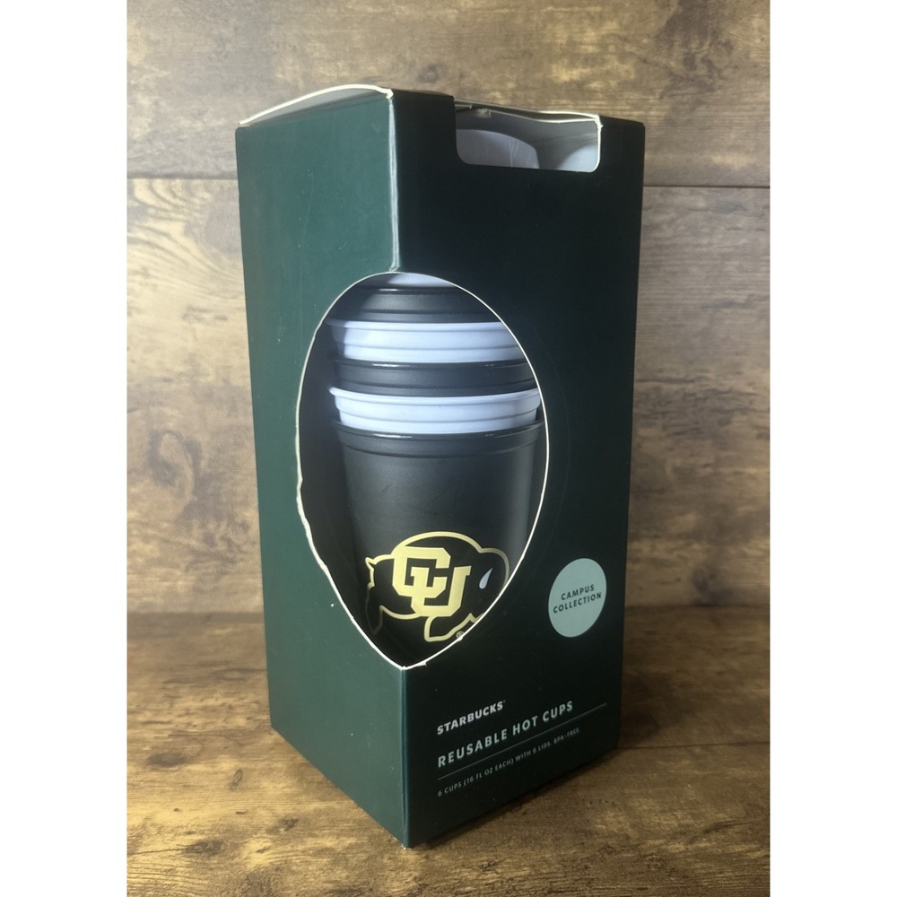 Starbucks 2022 CU University of Colorado Reusable HOT 6 Cups Campus Collection
